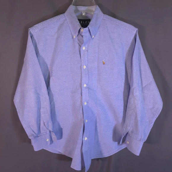 Vintage 90s RALPH Ralph Lauren Blue Button Down Shirt Pony Business Casual - Picture 1 of 5